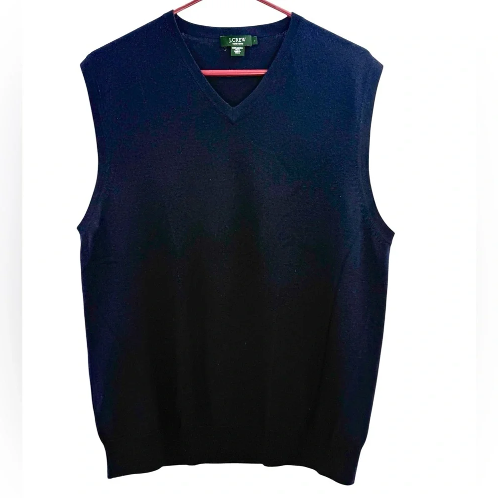 J.Crew Italian Merino Wool Sweater Vest Navy V-Neck Preppy Academia Quiet Luxury - Picture 3 of 9